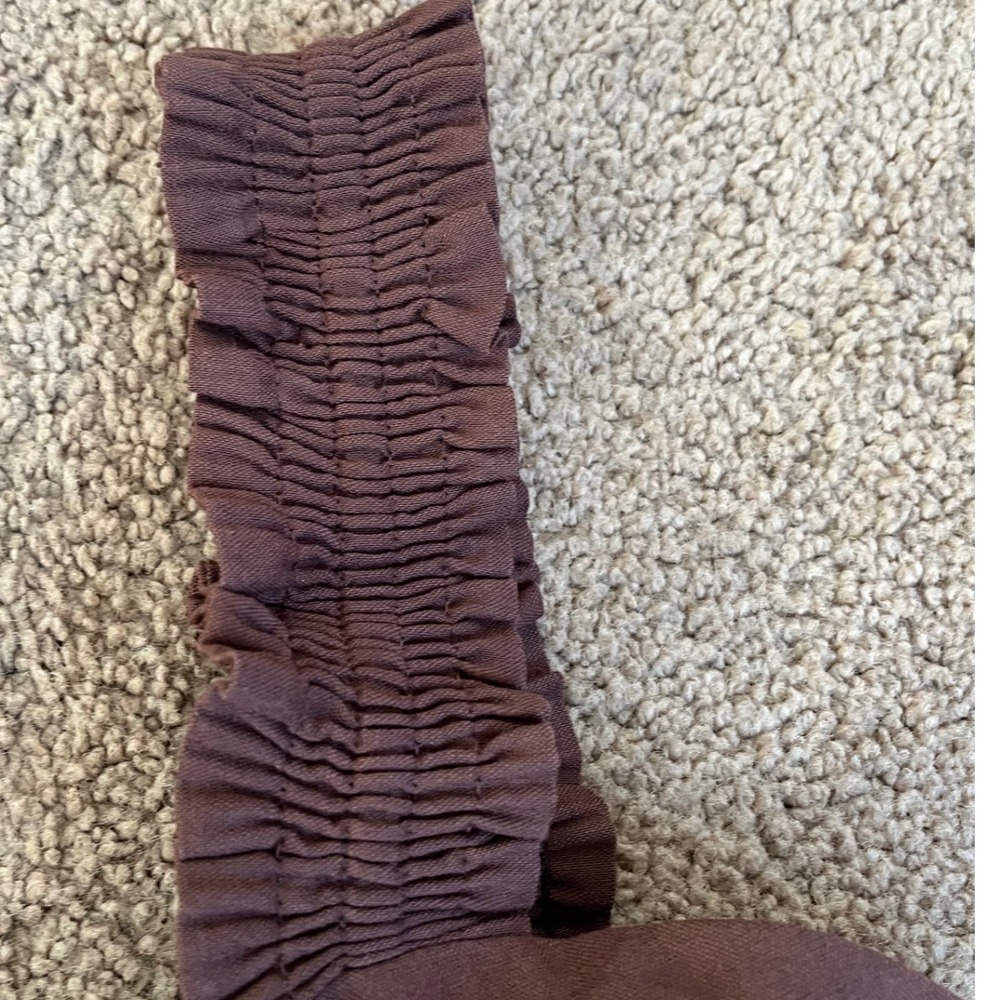 Charlie Holiday Diana Chocolate Brown Linen Blend Smocked Bow Crop Top S (4) NEW - Picture 2 of 10